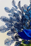 Night Blue Sparkling Feather Sprays, Set of 4