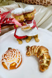 Cinnamon Roll and Croissant Glass Ornaments, Set of 4