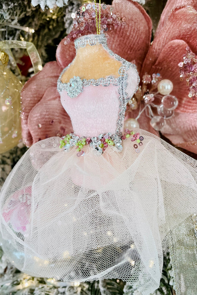 Velvet Sparkling Dress Ornaments, Set of 2