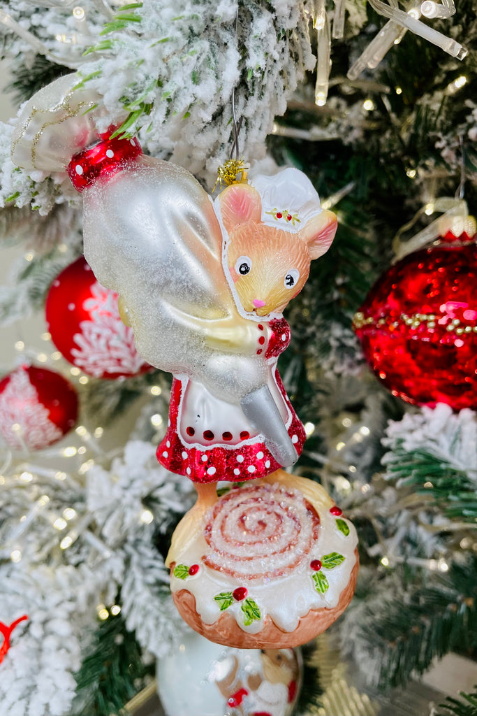 Baking Mice Glass Ornaments, Set of 2