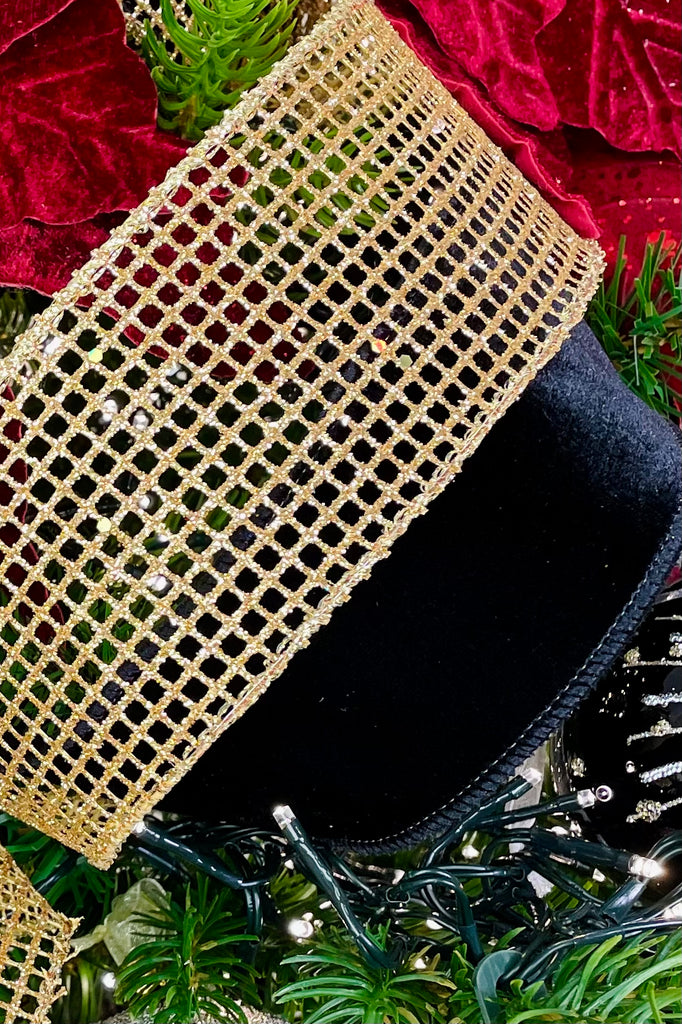 Black Plush Velvet Luxury Wired Ribbon - 10 Yards