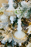 Winter White and Gold Jeweled Finial Ornaments