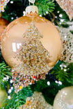 Sparkling Rose Christmas Tree European Glass Ornaments, Set of 6
