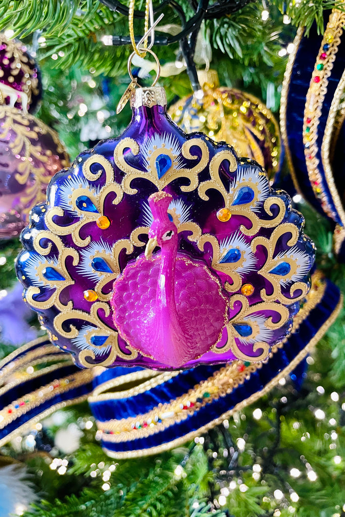 Royal Glass Peacock Ornaments, Set of 2