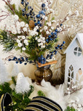 Frosted Blueberry and Greenery Sprays, Set of 2