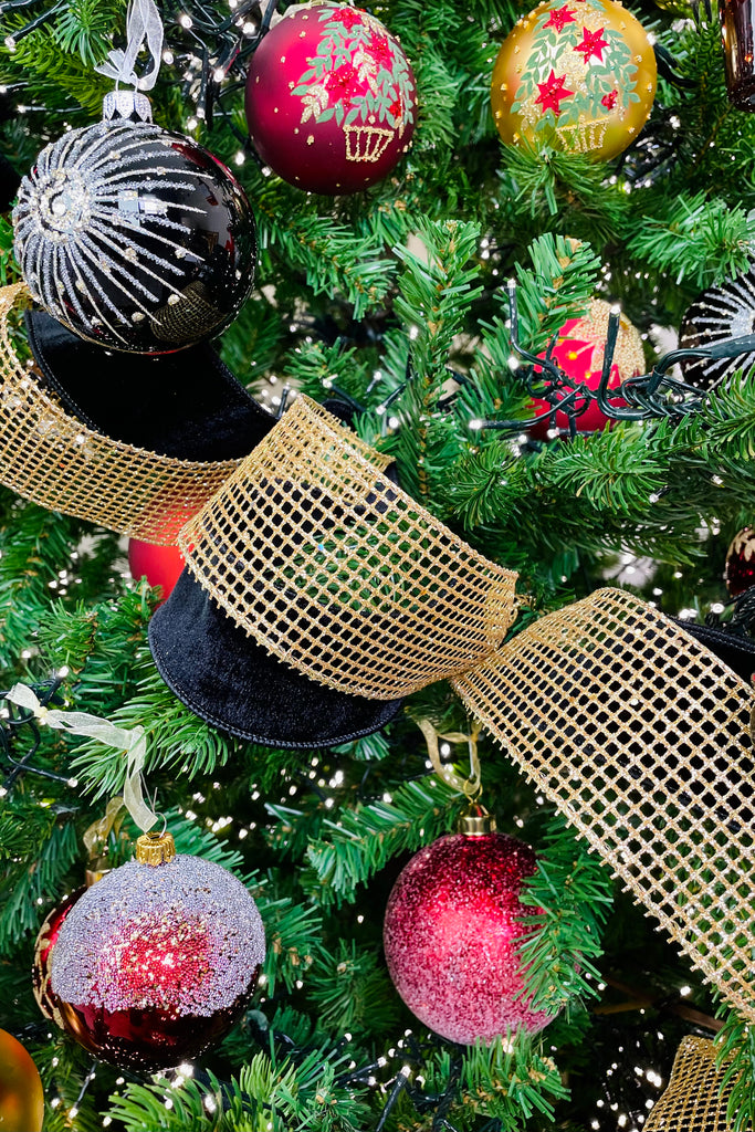 Gold Glitter Net Luxury Wired Ribbon, 10 yds