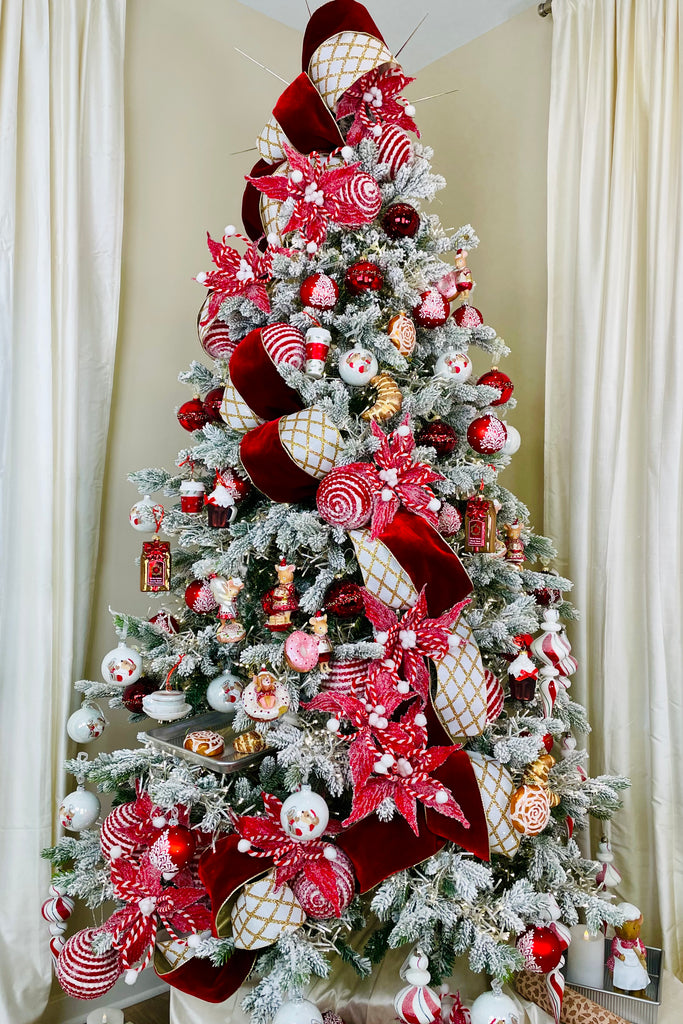 4.7" Glittered Snowy Red & White Ball of Yarn Ornament, Set of 2