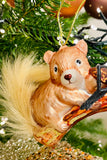 Artisan Woodland Squirrels Glass Ornaments, Set of 2