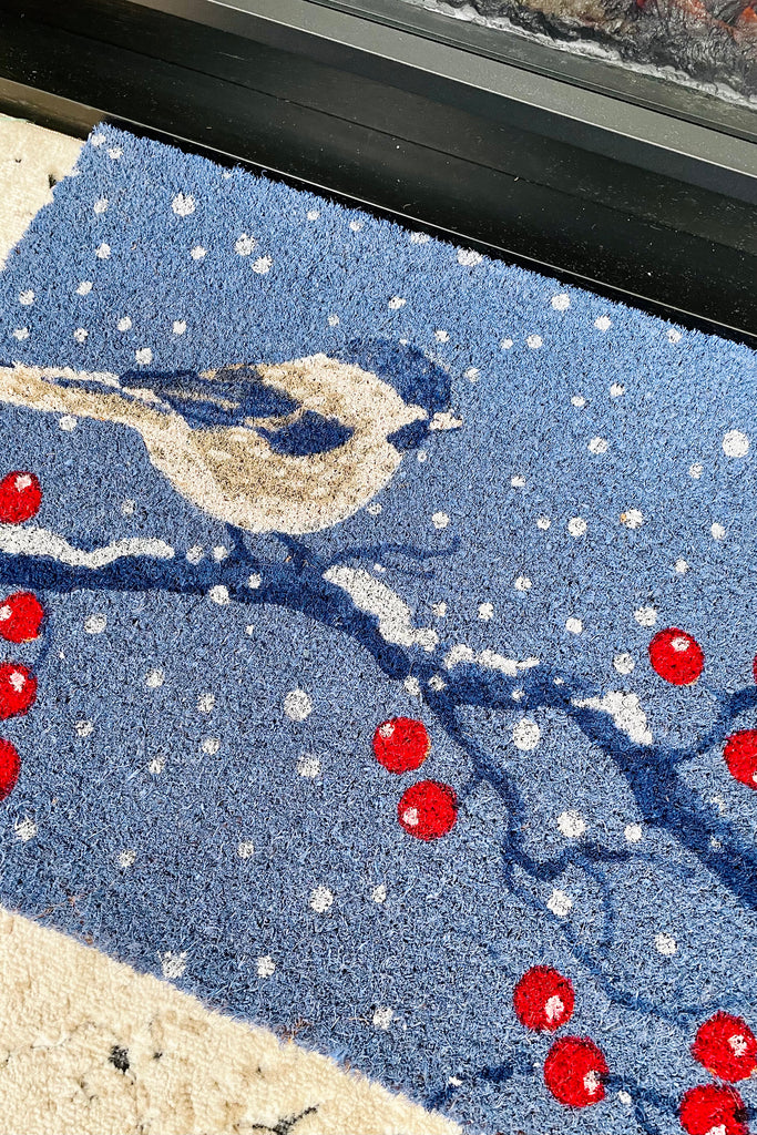 Chickadee with Berries Winter Doormat