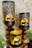 Set of 3 Black and Gold Reindeer Cutout Hurricanes