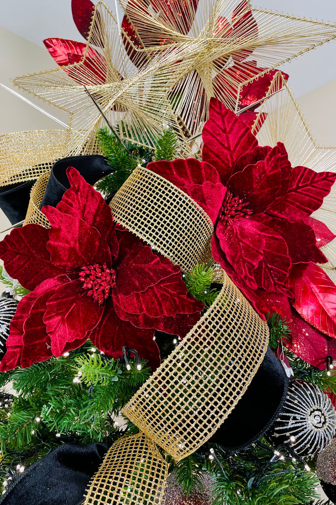 Red Sparkling Leaf Sprays, Set of 3