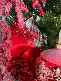 Plaid Poinsettias on Clips, Set of 6