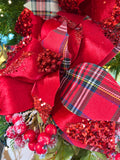 Plaid Poinsettias on Clips, Set of 6