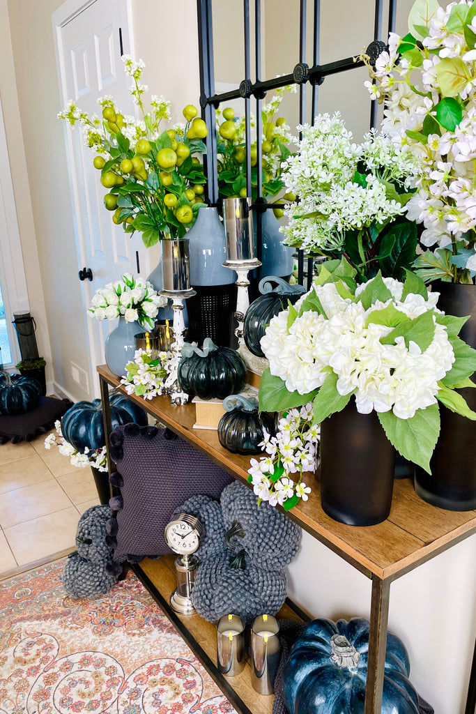 Set of 2 Textured Black Metal Fluted Vases