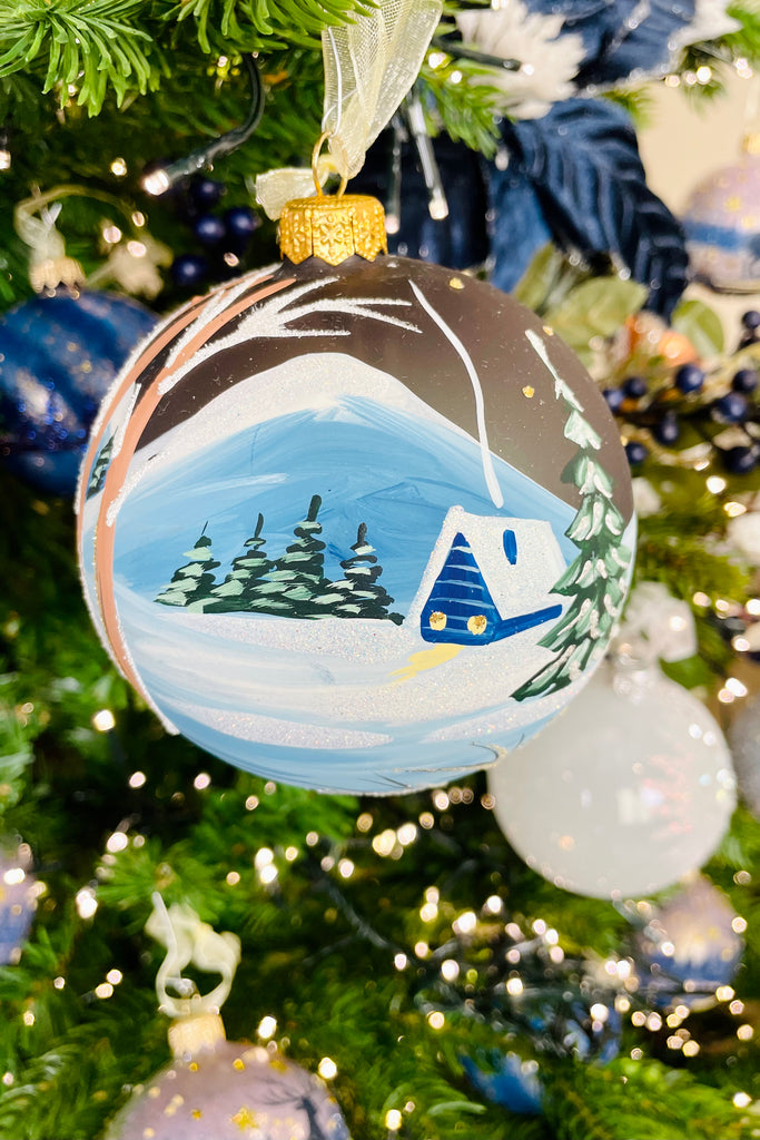 Grand Winter Wonderland European Glass Ornaments, Set of 2