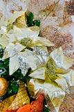 Gold Glitter and Sequin Poinsettias on Clips, Set of 4