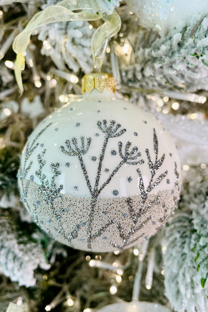 Sparkling Enamel Branches European Glass Ornaments, Set of 6