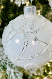 Sparkling Rose Pearl and White Curve Design European Glass Ornaments, Set of 6