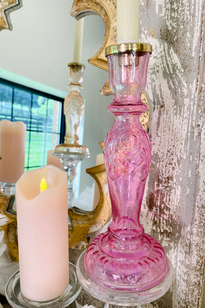 Glass Candleholders, Set of 3