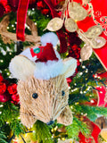Mr and Mrs Claus Natural Grass Christmas Mice