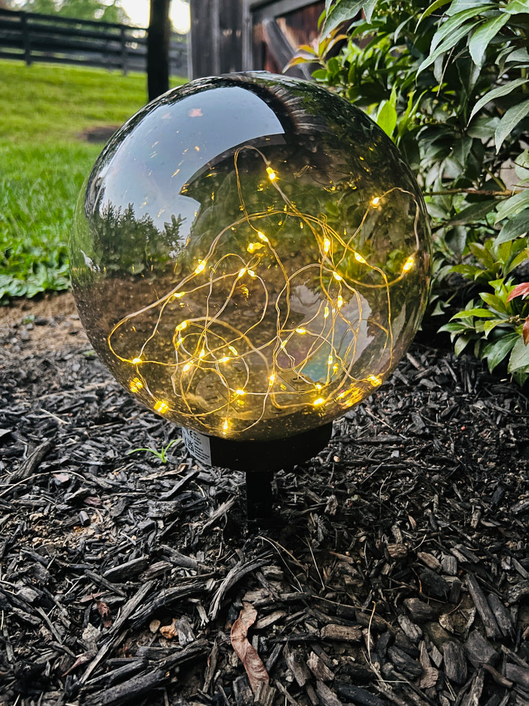 Smokey Topaz Solar Globe with Fairy Lights