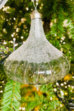 Sparkling Amber and Grey Glass Finial Ornaments, Set of 4