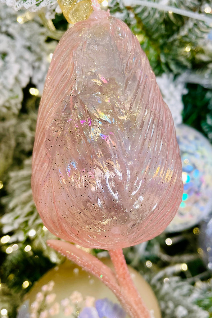 Glass Tulip Ornaments, Set of 6