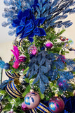 Sparkling Blue Glitter Leaf Sprays, Set of 4