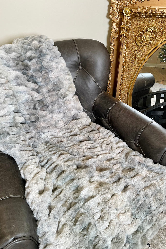 Grey Rabbit Faux Fur Throw