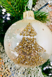 Sparkling Rose Christmas Tree European Glass Ornaments, Set of 6
