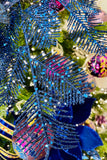 Night Blue Sparkling Feather Sprays, Set of 4
