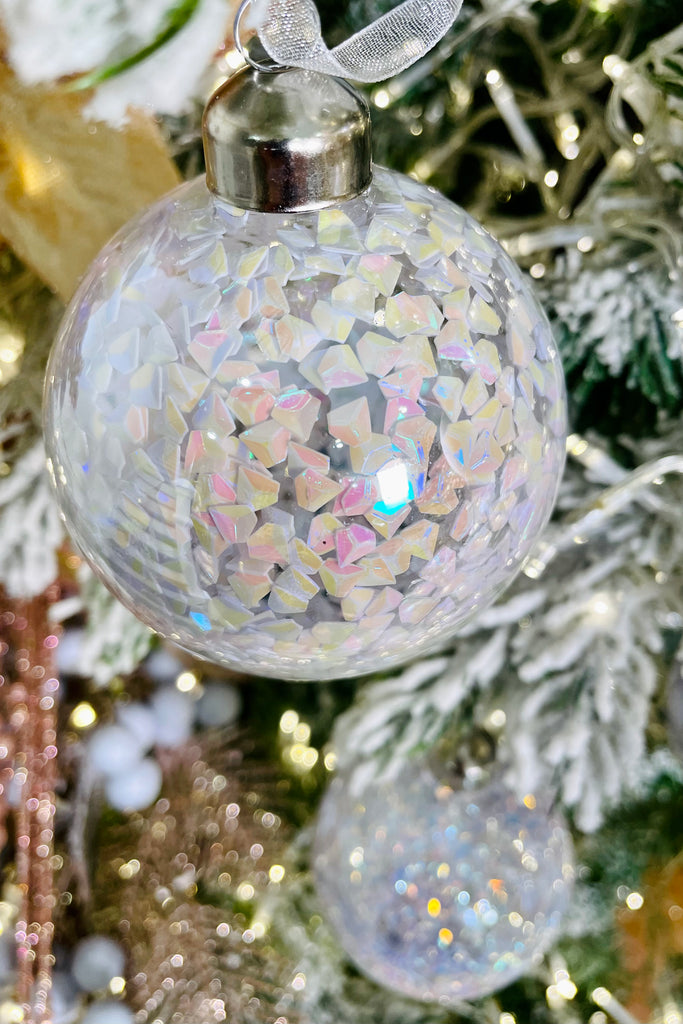 Iridescent Sparkling Glass Ornaments, Set of 6