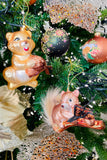 Artisan Woodland Squirrels Glass Ornaments, Set of 2
