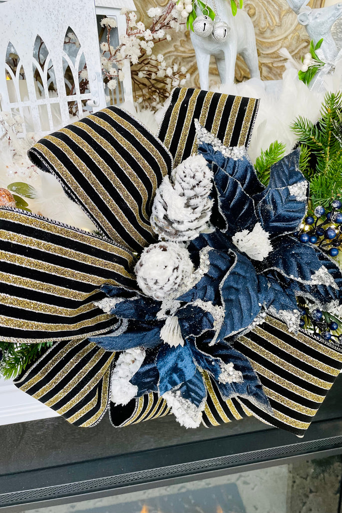 Silver Gold and Black Striped Luxury Ribbon