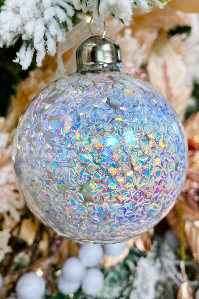 Iridescent Sparkling Glass Ornaments, Set of 6