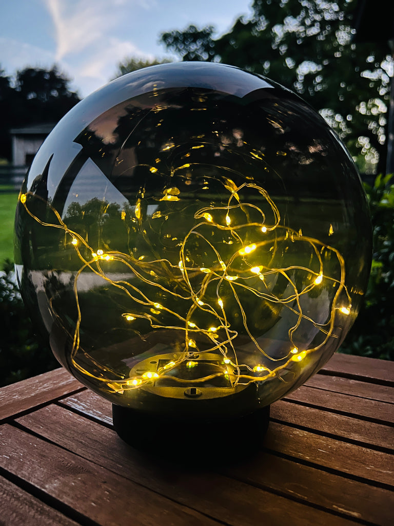 Smokey Topaz Solar Globe with Fairy Lights