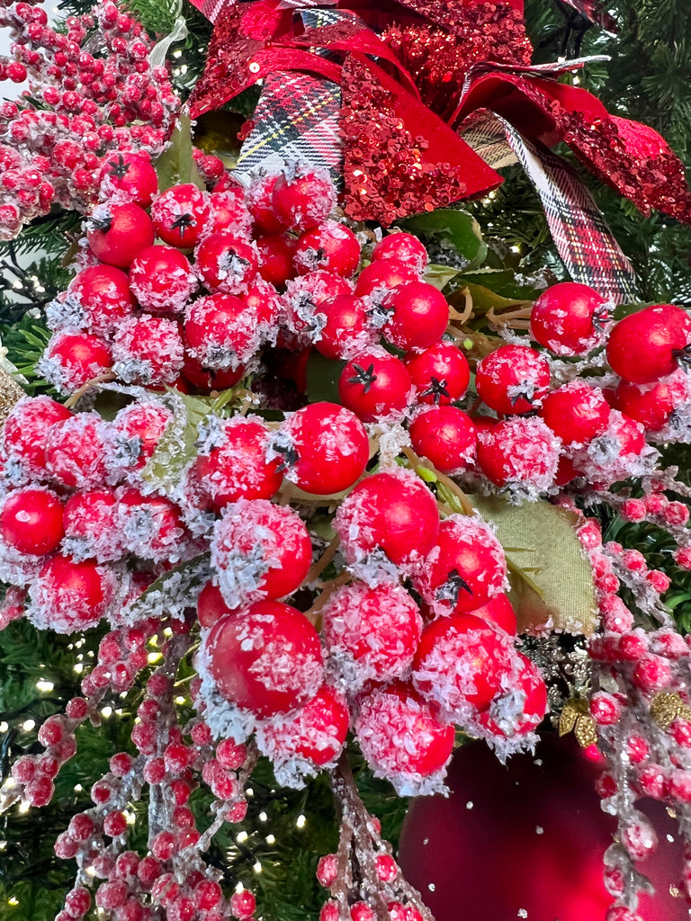 22.75" Snowy red Berry Bush, Set of 3