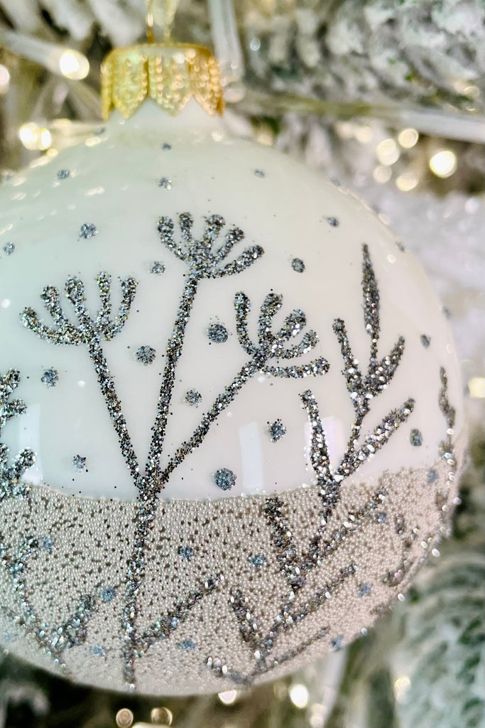 Sparkling Enamel Branches European Glass Ornaments, Set of 6