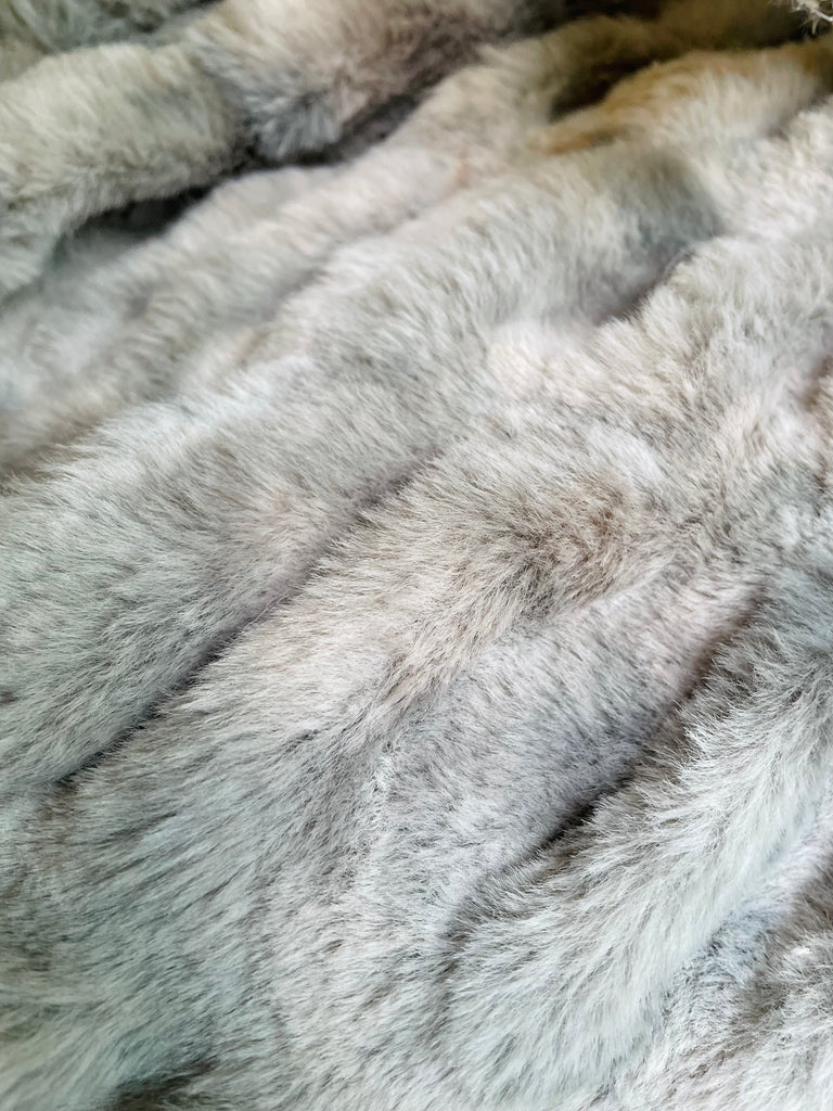 Grey Rabbit Faux Fur Throw