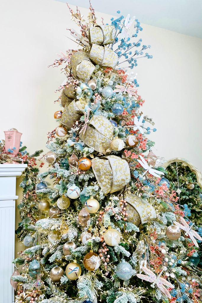Bejeweled Champagne Silky Spun Ornaments, Set of 6