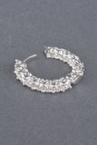 14K White Gold 2ct Round Inside/Outside Diamond Hoop Earrings