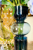 Blue Bubble Design Glass Vase