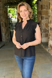 Black Button Down Sleeveless Top