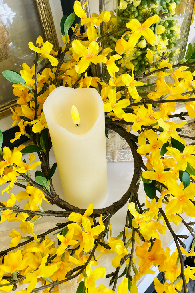 Forsythia Candle Ring / Wreath, Choice of Size