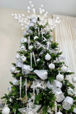 34 Inch White Glittered Hydrangea Stem, Set of 2