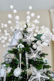34 Inch White Glittered Hydrangea Stem, Set of 2