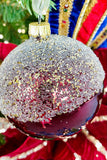 Oxblood Glitter Top European Glass Ornament, Set of 6