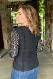 Feminine Lace Detail Tunic Top in Black
