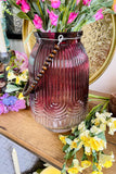 Ombre Glass Hurricane with Beaded Handle, Choice of Color