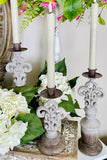 Set of 3 Gray Wash Taper Candleholders